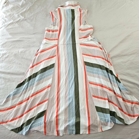 Plus Size Stripe Cotton Knit Sash Tie Shirt Dress - Picture 10 of 16